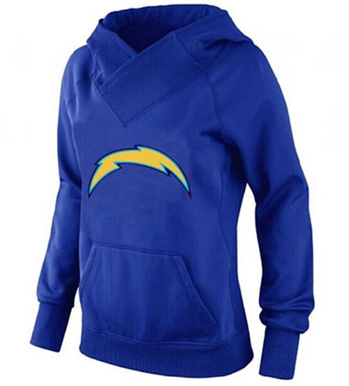 Women's Los Angeles Chargers Logo Pullover Hoodie Blue-1