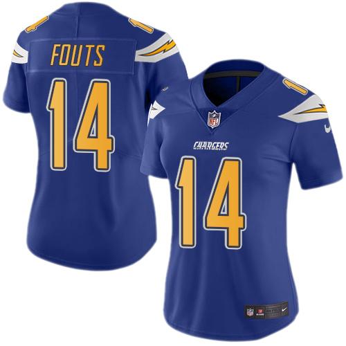 Nike Chargers #14 Dan Fouts Electric Blue Women's Stitched NFL Limited Rush Jersey - Click Image to Close