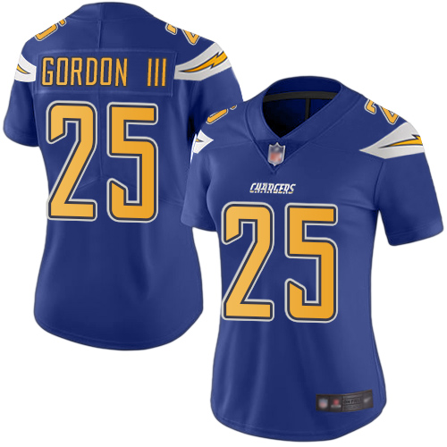 Chargers #25 Melvin Gordon III Electric Blue Women's Stitched Football Limited Rush Jersey - Click Image to Close