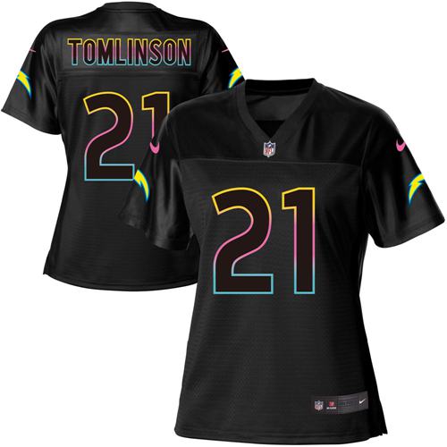 Nike Chargers #21 LaDainian Tomlinson Black Women's NFL Fashion Game Jersey - Click Image to Close