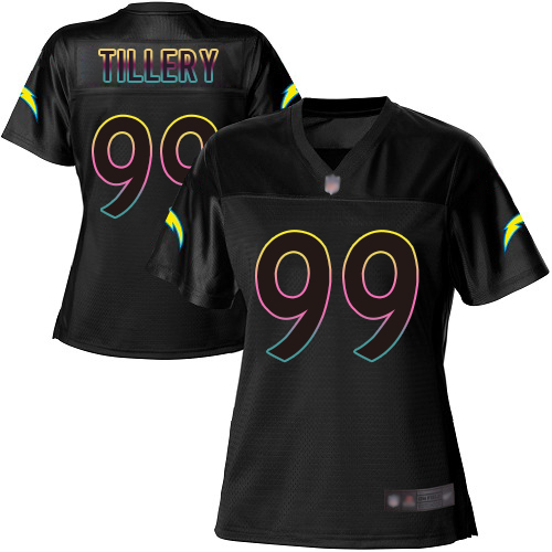 Chargers #99 Jerry Tillery Black Women's Football Fashion Game Jersey