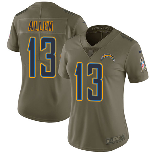 Nike Chargers #13 Keenan Allen Olive Women's Stitched NFL Limited 2017 Salute to Service Jersey - Click Image to Close