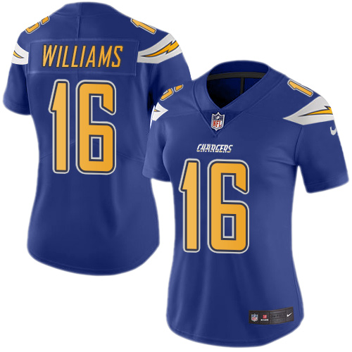 Nike Chargers #16 Tyrell Williams Electric Blue Women's Stitched NFL Limited Rush Jersey - Click Image to Close