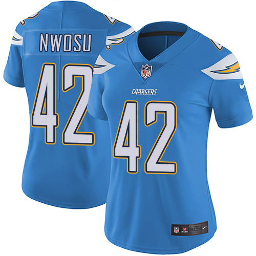 Nike Chargers #42 Uchenna Nwosu Electric Blue Alternate Women's Stitched NFL Vapor Untouchable Limited Jersey