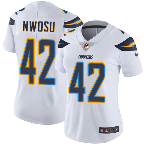 Nike Chargers #42 Uchenna Nwosu White Women's Stitched NFL Vapor Untouchable Limited Jersey