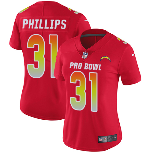 Nike Chargers #31 Adrian Phillips Red Women's Stitched NFL Limited AFC 2019 Pro Bowl Jersey - Click Image to Close