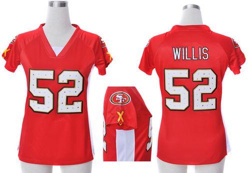 Nike 49ers #52 Patrick Willis Red Team Color Draft Him Name & Number Top Women's Stitched NFL Elite Jersey