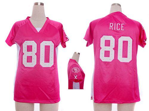 Nike 49ers #80 Jerry Rice Pink Draft Him Name & Number Top Women's Stitched NFL Elite Jersey