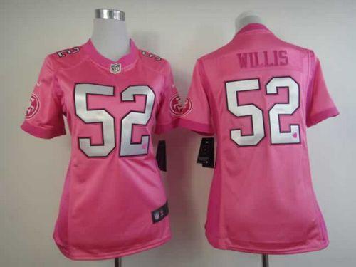 Nike 49ers #52 Patrick Willis Pink Women's Be Luv'd Stitched NFL Elite Jersey