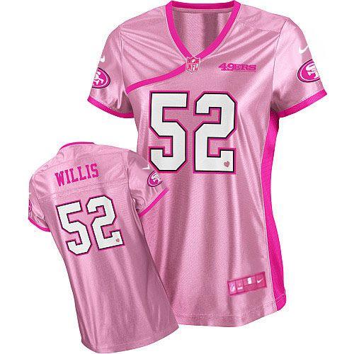 Nike 49ers #52 Patrick Willis Pink Women's Be Luv'd Stitched NFL Elite Jersey