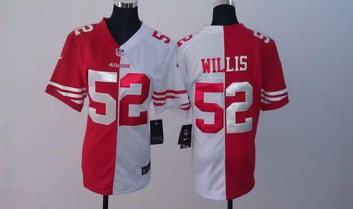 Nike 49ers #52 Patrick Willis Red/White Women's Stitched NFL Elite Split Jersey - Click Image to Close