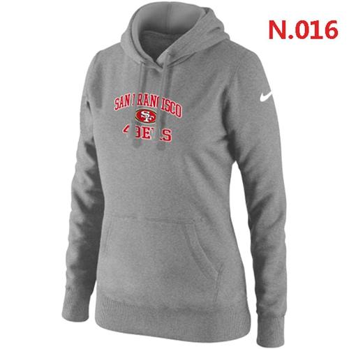 Women's Nike San Francisco 49ers Heart & Soul Pullover Hoodie Light Grey - Click Image to Close