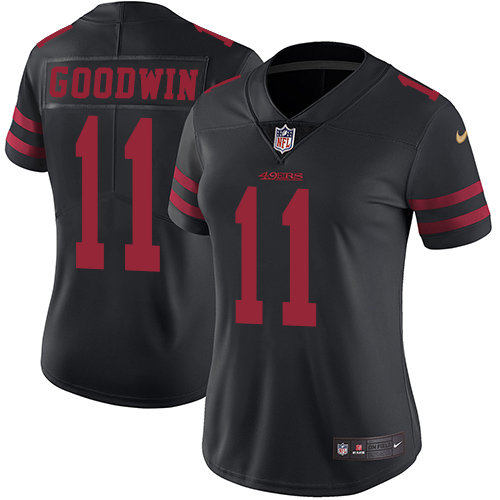 Nike 49ers #11 Marquise Goodwin Black Alternate Women's Stitched NFL Vapor Untouchable Limited Jersey - Click Image to Close