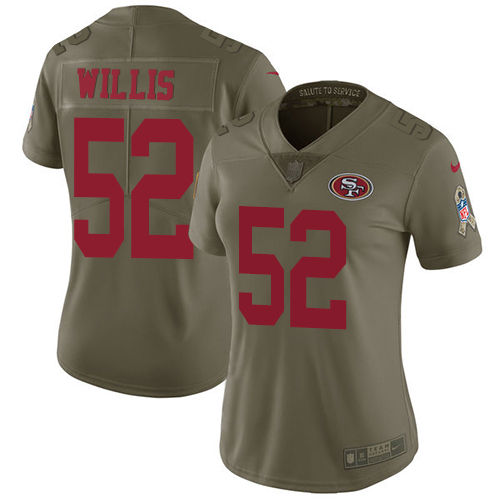 Nike 49ers #52 Patrick Willis Olive Women's Stitched NFL Limited 2017 Salute to Service Jersey - Click Image to Close