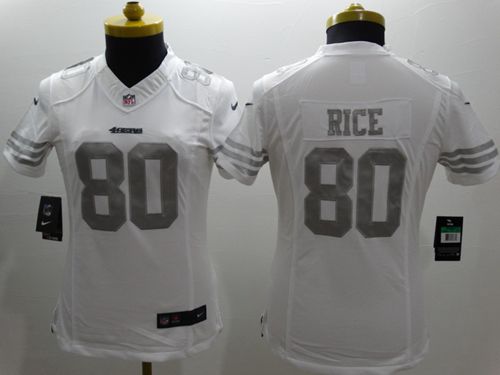 Nike 49ers #80 Jerry Rice White Women's Stitched NFL Limited Platinum Jersey