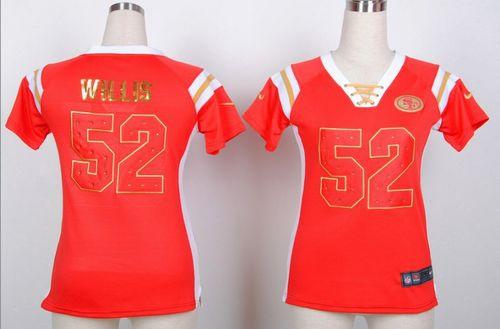 Nike 49ers #52 Patrick Willis Red Women's Stitched NFL Elite Draft Him Shimmer Jersey