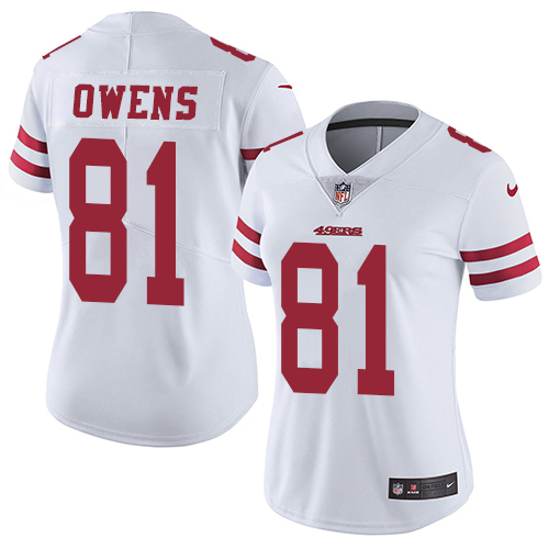 Nike 49ers #81 Terrell Owens White Women's Stitched NFL Vapor Untouchable Limited Jersey - Click Image to Close