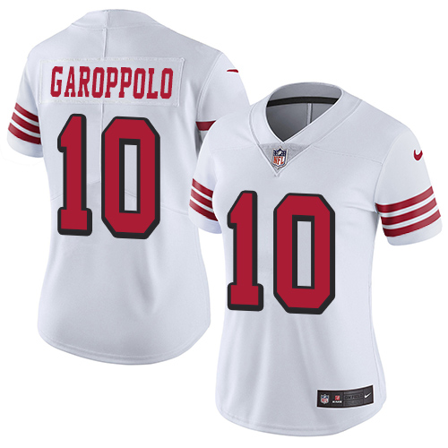 Nike 49ers #10 Jimmy Garoppolo White Rush Women's Stitched NFL Vapor Untouchable Limited Jersey - Click Image to Close