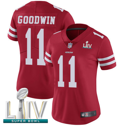 49ers #11 Marquise Goodwin Red Team Color Super Bowl LIV Bound Women's Stitched Football Vapor Untouchable Limited Jersey - Click Image to Close