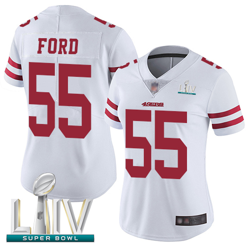 49ers #55 Dee Ford White Super Bowl LIV Bound Women's Stitched Football Vapor Untouchable Limited Jersey