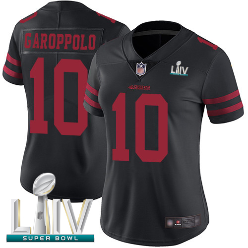 49ers #10 Jimmy Garoppolo Black Alternate Super Bowl LIV Bound Women's Stitched Football Vapor Untouchable Limited Jersey - Click Image to Close