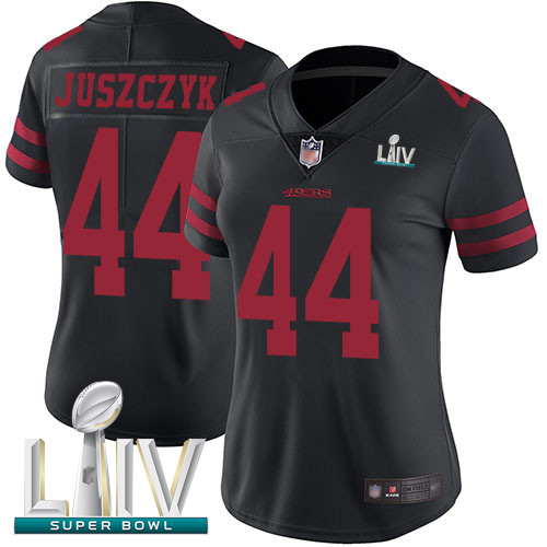 49ers #44 Kyle Juszczyk Black Alternate Super Bowl LIV Bound Women's Stitched Football Vapor Untouchable Limited Jersey - Click Image to Close