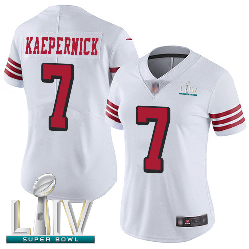 49ers #7 Colin Kaepernick White Rush Super Bowl LIV Bound Women's Stitched Football Vapor Untouchable Limited Jersey - Click Image to Close