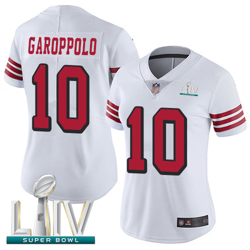 49ers #10 Jimmy Garoppolo White Rush Super Bowl LIV Bound Women's Stitched Football Vapor Untouchable Limited Jersey - Click Image to Close