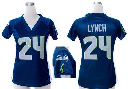 Nike Seahawks #24 Marshawn Lynch Steel Blue Team Color Draft Him Name & Number Top Women's Stitched NFL Elite Jersey