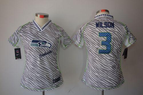 Nike Seahawks #3 Russell Wilson Zebra Women's Stitched NFL Elite Jersey