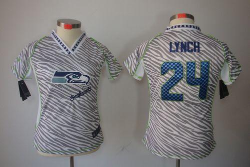 Nike Seahawks #24 Marshawn Lynch Zebra Women's Stitched NFL Elite Jersey