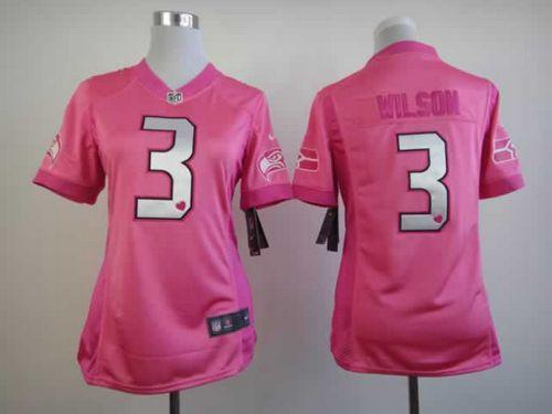 Nike Seahawks #3 Russell Wilson Pink Women's Be Luv'd Stitched NFL Elite Jersey