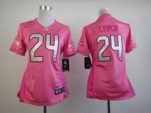 Nike Seahawks #24 Marshawn Lynch Pink Women's Be Luv'd Stitched NFL Elite Jersey