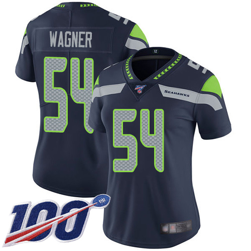 Seahawks #54 Bobby Wagner Steel Blue Team Color Women's Stitched Football 100th Season Vapor Limited Jersey - Click Image to Close