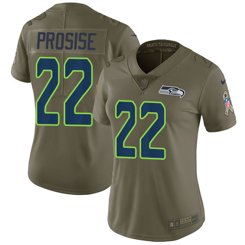 Nike Seahawks #22 C. J. Prosise Olive Women's Stitched NFL Limited 2017 Salute to Service Jersey - Click Image to Close