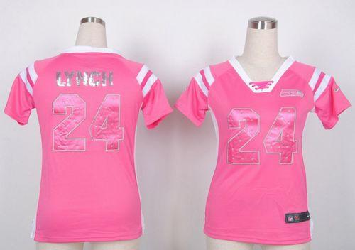 Nike Seahawks #24 Marshawn Lynch Pink Women's Stitched NFL Elite Draft Him Shimmer Jersey