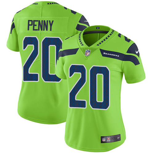 Nike Seahawks #20 Rashaad Penny Green Women's Stitched NFL Limited Rush Jersey - Click Image to Close