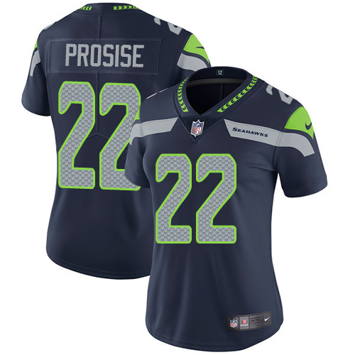 Nike Seahawks #22 C. J. Prosise Steel Blue Team Color Women's Stitched NFL Vapor Untouchable Limited Jersey