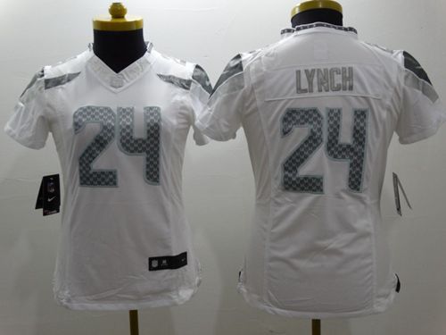 Nike Seahawks #24 Marshawn Lynch White Women's Stitched NFL Limited Platinum Jersey