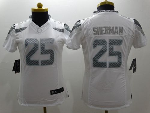 Nike Seahawks #25 Richard Sherman White Women's Stitched NFL Limited Platinum Jersey