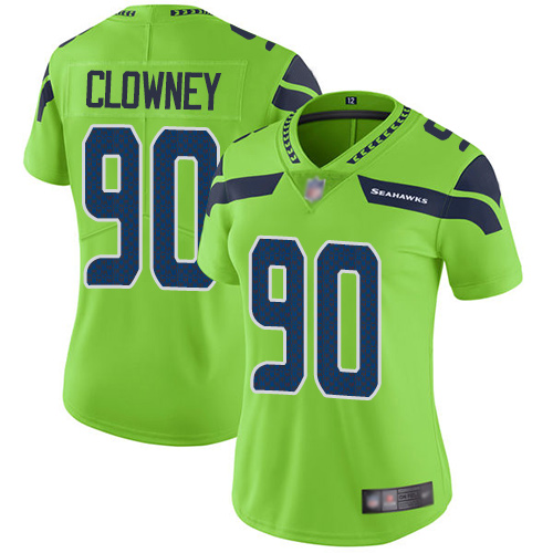 Seahawks #90 Jadeveon Clowney Green Women's Stitched Football Limited Rush Jersey - Click Image to Close