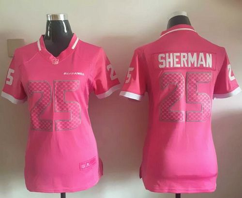 Nike Seahawks #25 Richard Sherman Pink Women's Stitched NFL Elite Bubble Gum Jersey