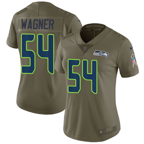 Nike Seahawks #54 Bobby Wagner Olive Women's Stitched NFL Limited 2017 Salute to Service Jersey - Click Image to Close