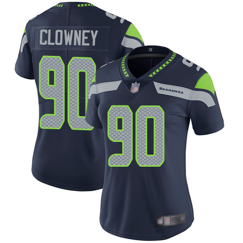 Seahawks #90 Jadeveon Clowney Steel Blue Team Color Women's Stitched Football Vapor Untouchable Limited Jersey