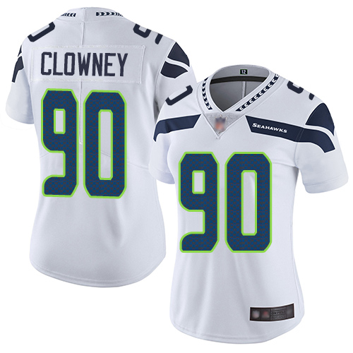 Seahawks #90 Jadeveon Clowney White Women's Stitched Football Vapor Untouchable Limited Jersey - Click Image to Close