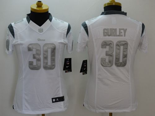 Nike Rams #30 Todd Gurley White Women's Stitched NFL Limited Platinum Jersey