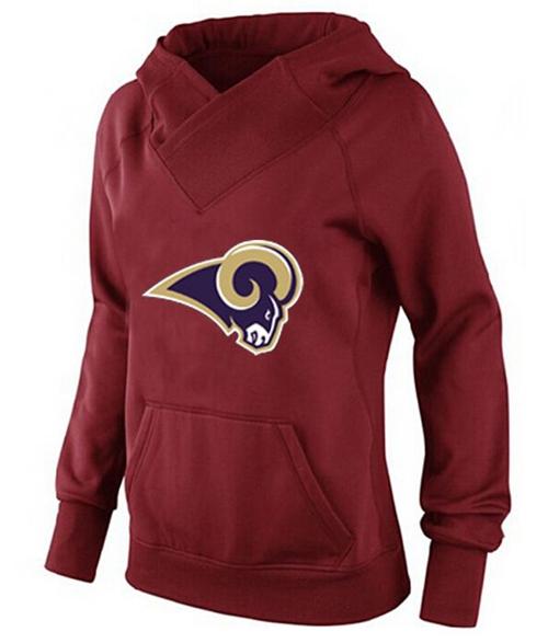 Women's Los Angeles Rams Logo Pullover Hoodie Red-1