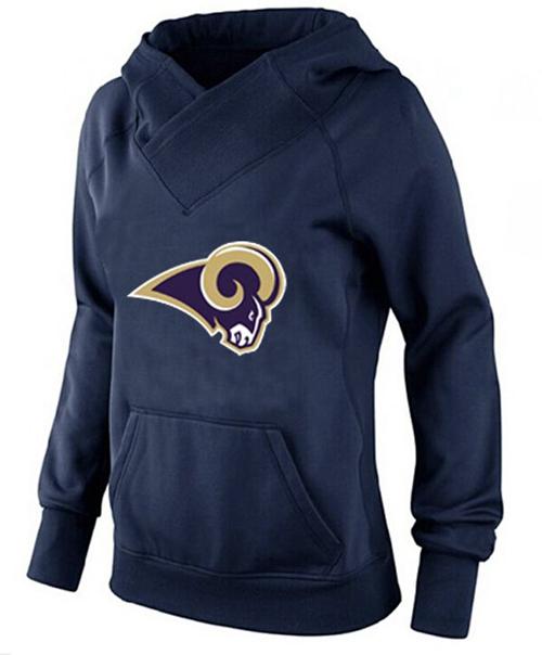 Women's Los Angeles Rams Logo Pullover Hoodie Navy Blue