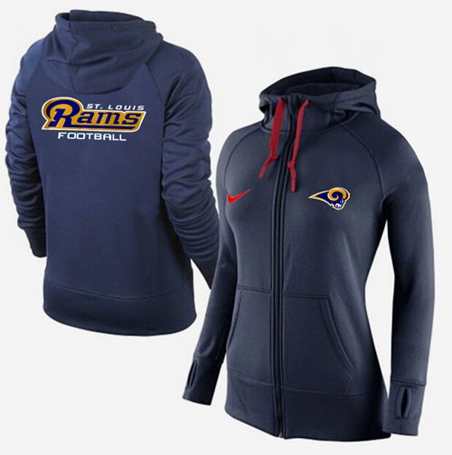 Women's Nike Los Angeles Rams Full-Zip Performance Hoodie Dark Blue