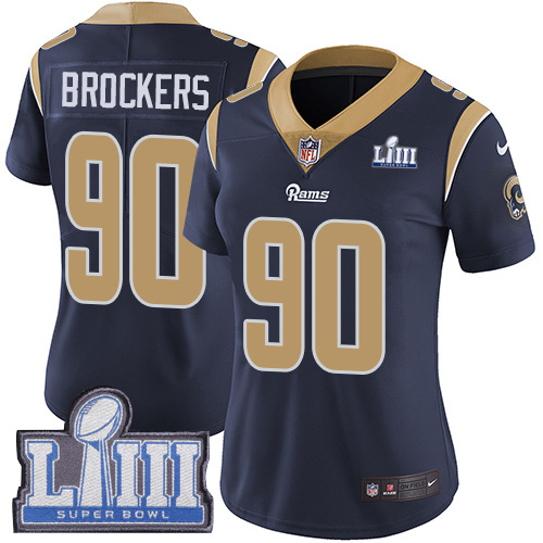 Nike Rams #90 Michael Brockers Navy Blue Team Color Super Bowl LIII Bound Women's Stitched NFL Vapor Untouchable Limited Jersey - Click Image to Close